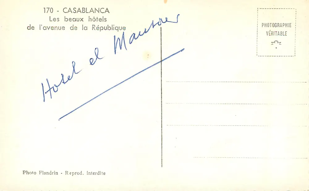 Hôtel El Mansour — Casablanca — Photo Flandrin - Verso
