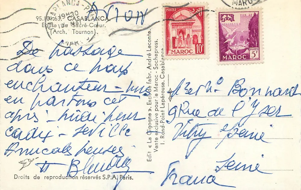 Igreja do Sagrado Coração — Casablanca — Edição La Gogogne - Verso