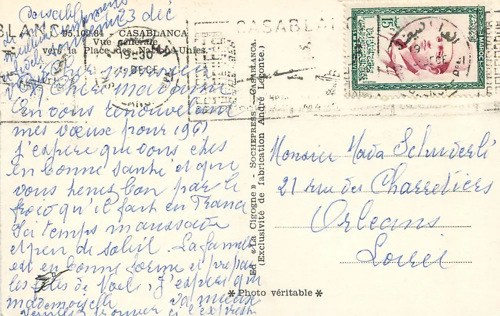 Allgemeiner Blick auf Casablanca — Place des Nations Unies — Verlag La Cigogne - Rückseite