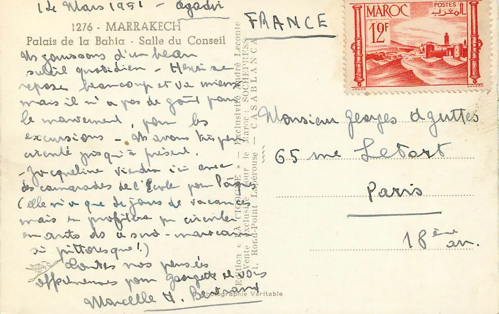 Palast der Bahia - Ratssaal — Marrakech — Edition 'LA CIGOGNE' - Rückseite