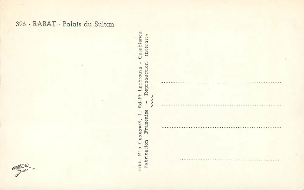 Rabat - Palácio do Sultão — Editor: A Coruja, Rabat - Verso