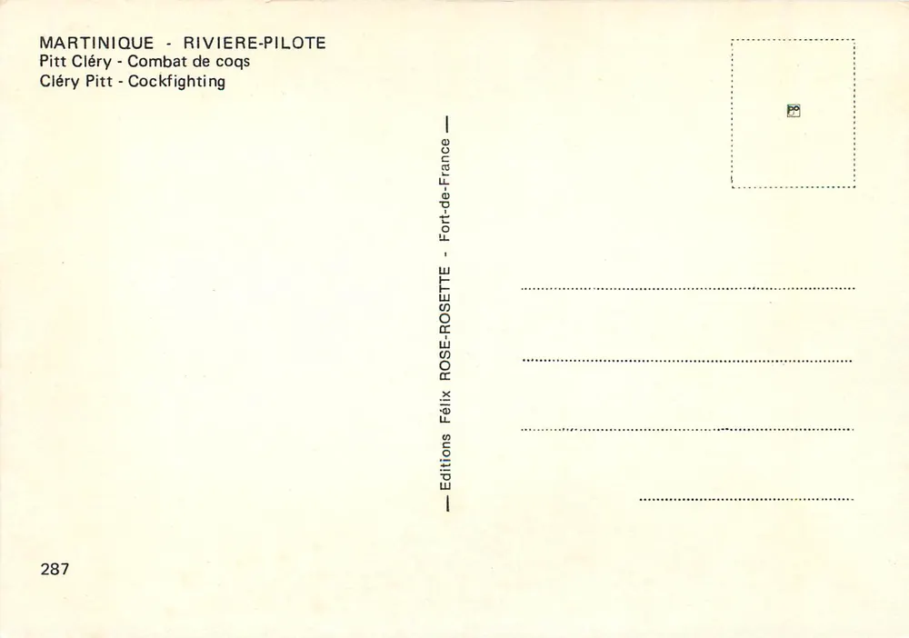 Hähnchenkampf — Rivière-Pilote — Éditions Félix Rose-Sette, n°287 - Rückseite