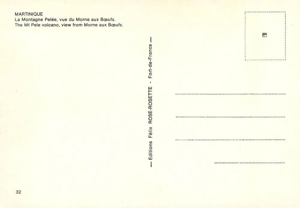 Mount Pelée — Aussicht von Morne aux Bœufs — Éditions Félix ROSE-ROSETTE - Rückseite