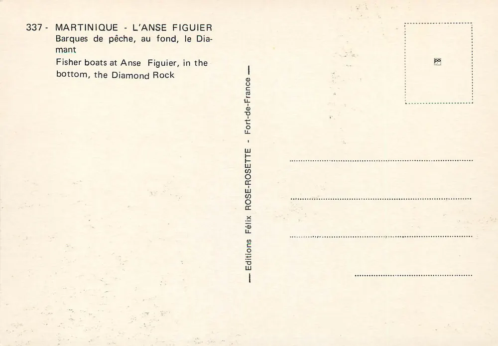 Anse Figuier — Martinique — Editions Félix Rose-Rosette, Nr. 337 - Rückseite