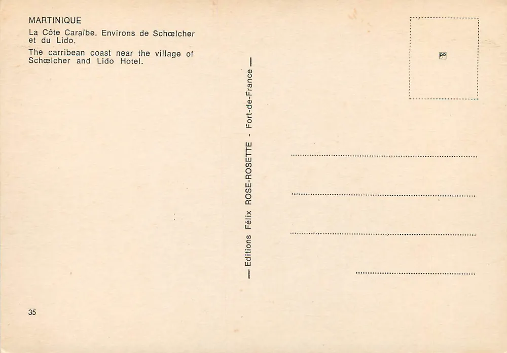 Martinique — La Côte Caraïbe, Umgebung von Schœlcher und Lido — Éditions Félix Rose-ROSETTE - Rückseite