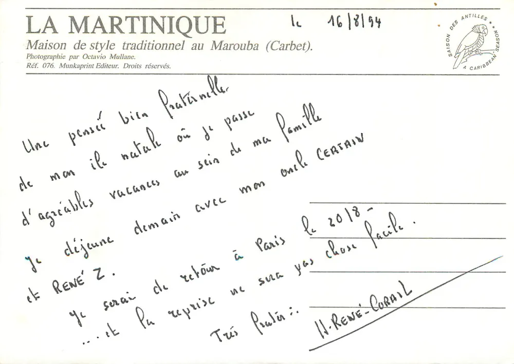 Casa Crioula — Martinica — Octavio Mullane - Verso