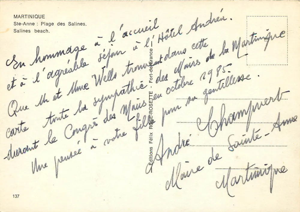 St. Anne: Strände der Salines — Martinique — Éditions ROGE-ROSETTE, Nr. 137 - Rückseite