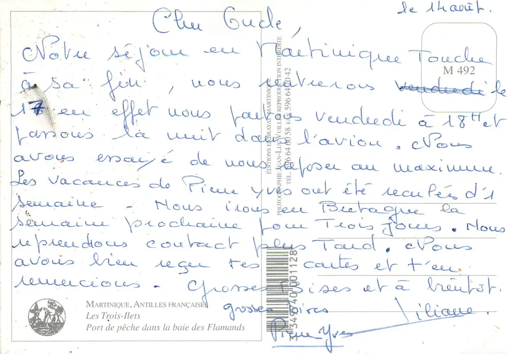 Martinique — Fischereihafen in der Bucht der Flamands — Éditions Jean-Luc VILLE - Rückseite