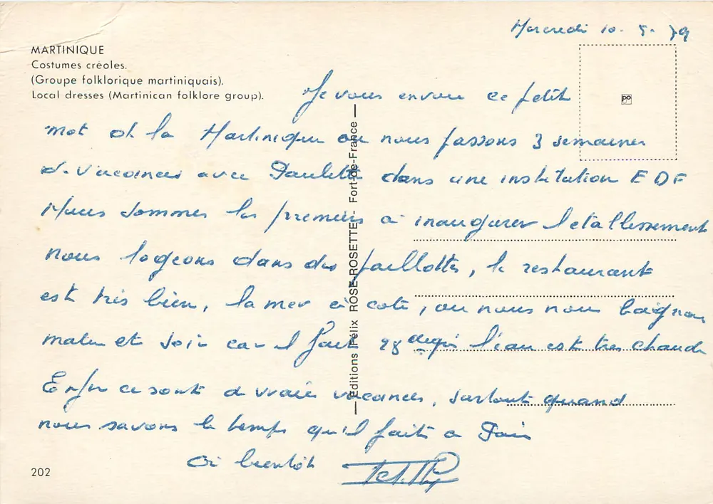 Martinique — Creole kleding (Martinicaanse folkloregroep) — Éditions Félix ROSETTE, n°202 - Achterkant