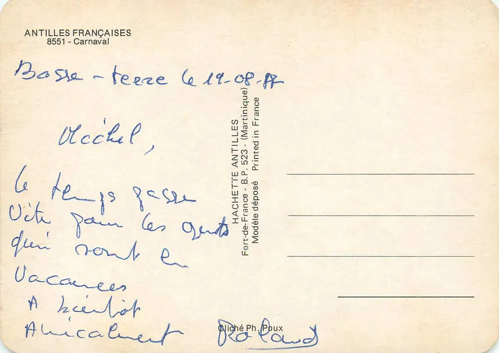 Franse Antillen — Carnaval — uitgever IRIS, n° 8551 - Achterkant