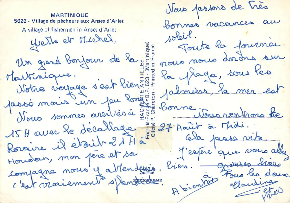 Anses d'Arlet — Fischerdorf — Hachette Antilles - Rückseite