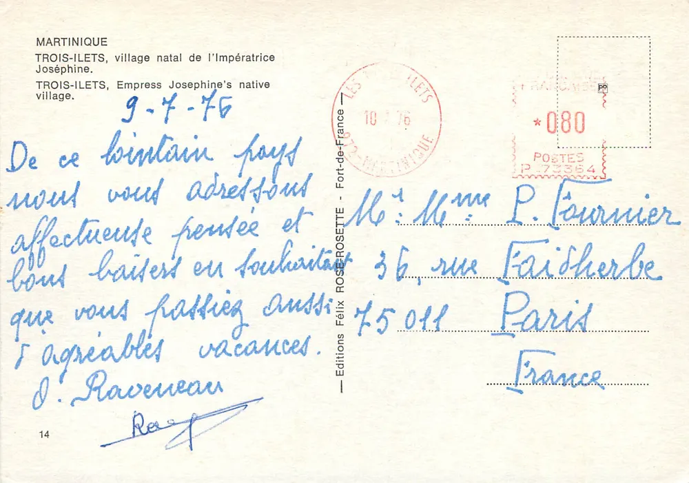 Trois-Ilets — Geburtsort der Kaiserin Joséphine — Éditions Félix Roseotte - Rückseite