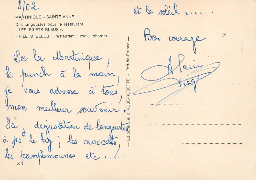 Martinique - Sainte-Anne — Garnelen für das Restaurant « Les Filets Bleus » — Éditions Félix Rose-Rosette, n°276 - Rückseite