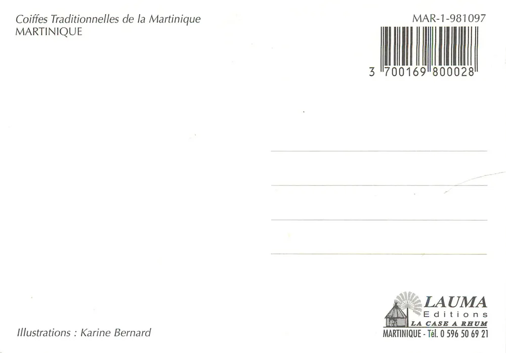 Cabeças tradicionais da Martinica — As diferentes cabeças e seu significado — LAUMA Editions, n° MAR-1-981097 - Verso