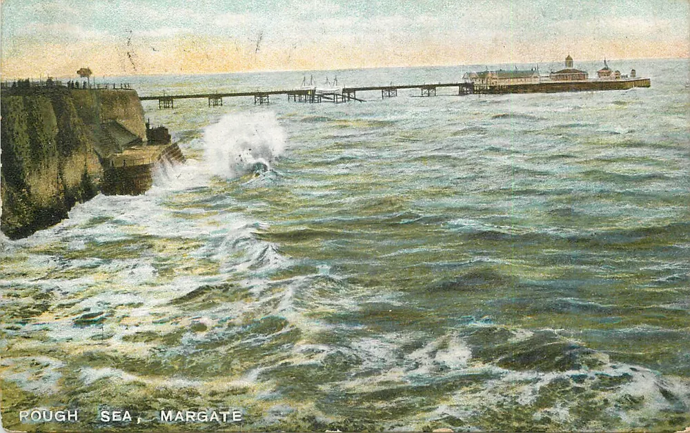 Zaburzona Morza, Margate — widok na światło i mostek — B.B. London, seria A.12 - Awers