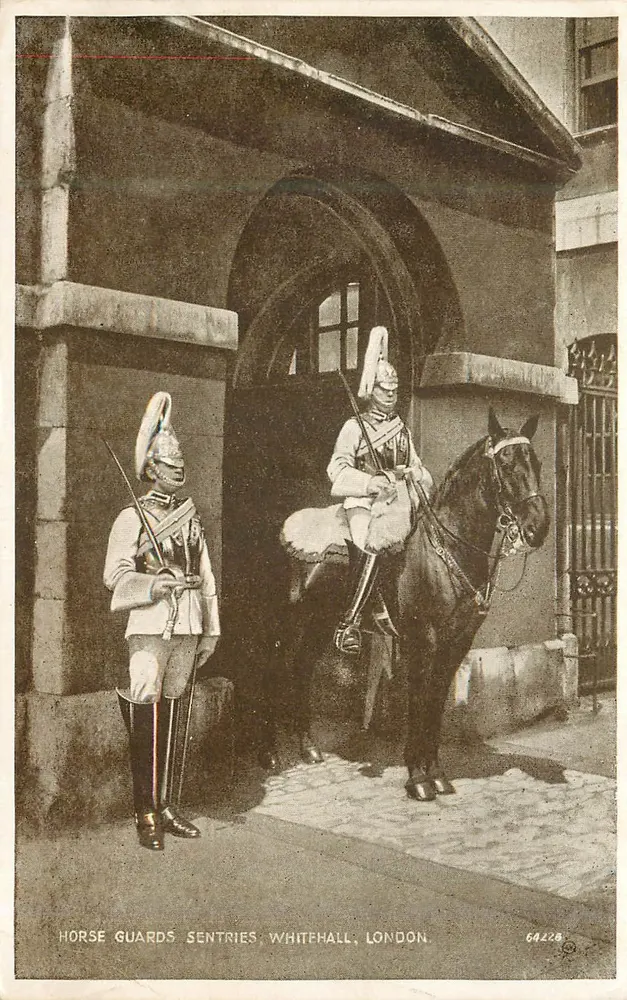 Pferdewache Wachposten, Whitehall, London — Valentine's Postcard, n° 64228 - Vorderseite