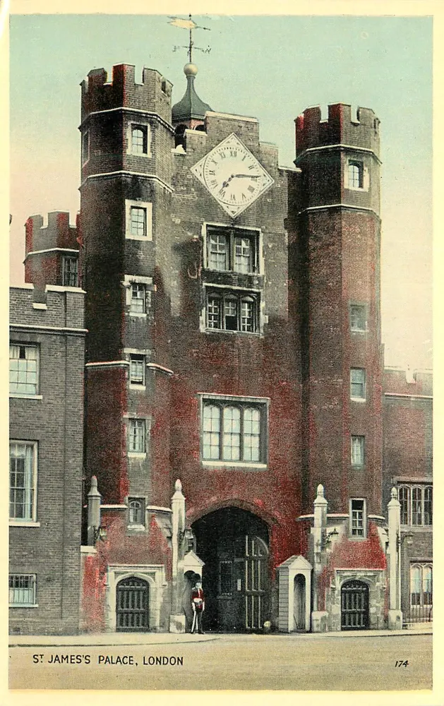 Palácio de St James's, Londres — porta de entrada com relógio — editor desconhecido, n° 174 - Frente