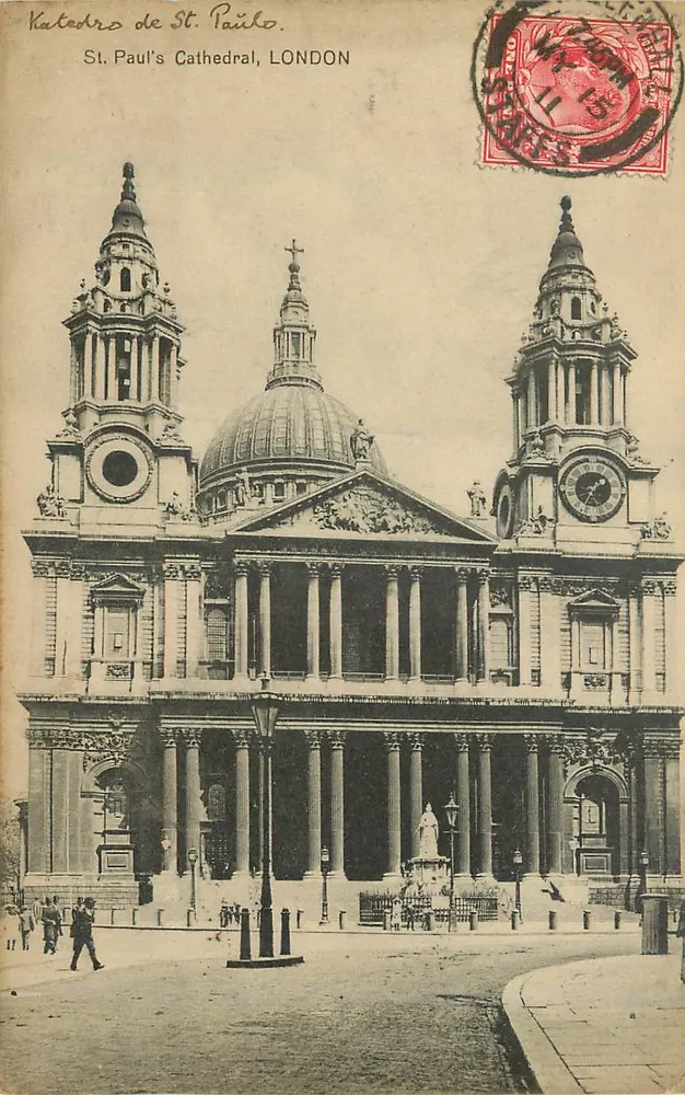 Catedral de São Paulo, LONDRES — vista da fachada com cúpula e torres — Série 'Finsbury' n° 33 - Frente