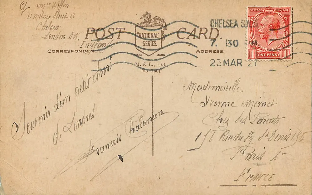 The Marble Arch, Londres — editor M. & L. Ltd., série 'National' n°7501 - Verso
