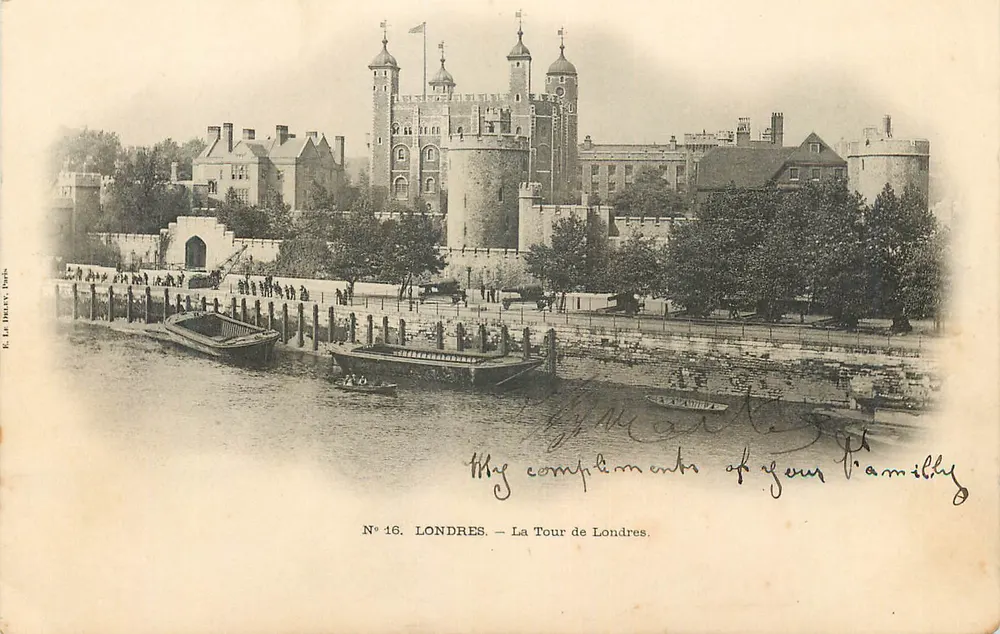 La Torre di Londra — Vista della Torre di Londra — Editore E. Le Freney, Parigi, N° 16 - Recto