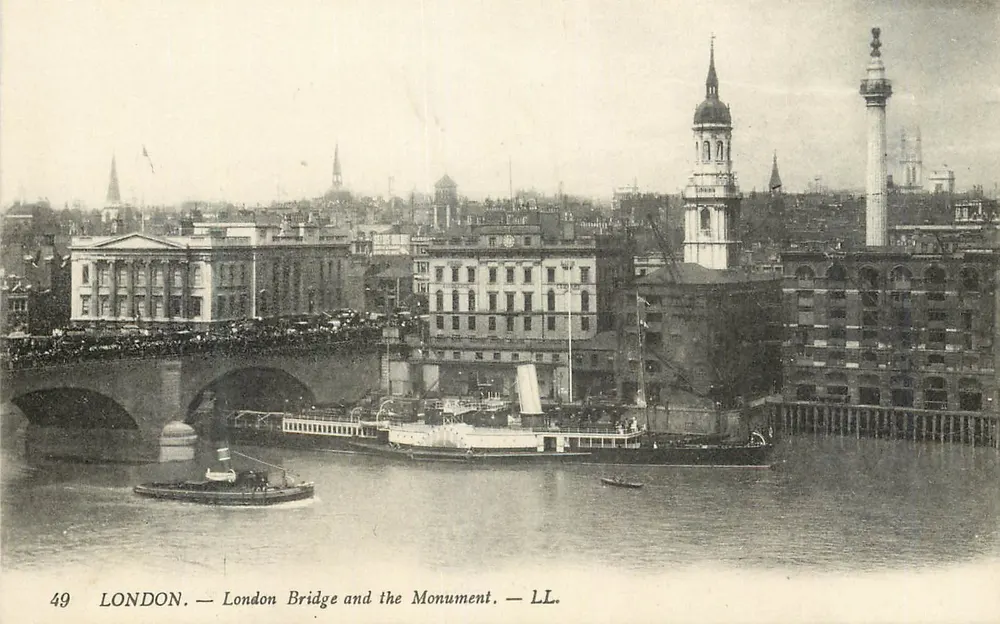 LONDRES — Londres Bridge e o Monumento — LL. - Frente