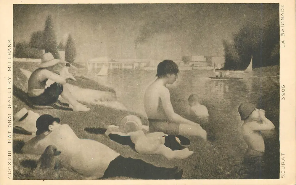 La Baigneade — schilderij van Seurat — National Gallery, Millbank - Voorkant