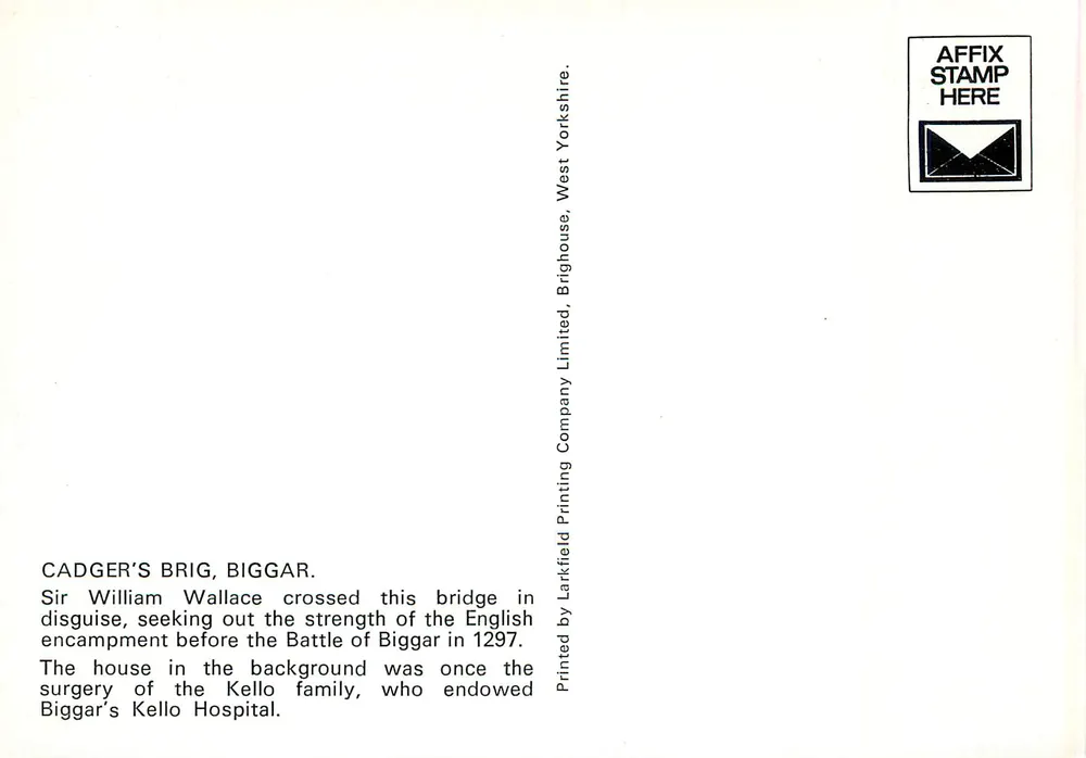 Ponte de Cadger, Biggar — West Yorkshire — Larkfield Printing Company Limited - Verso