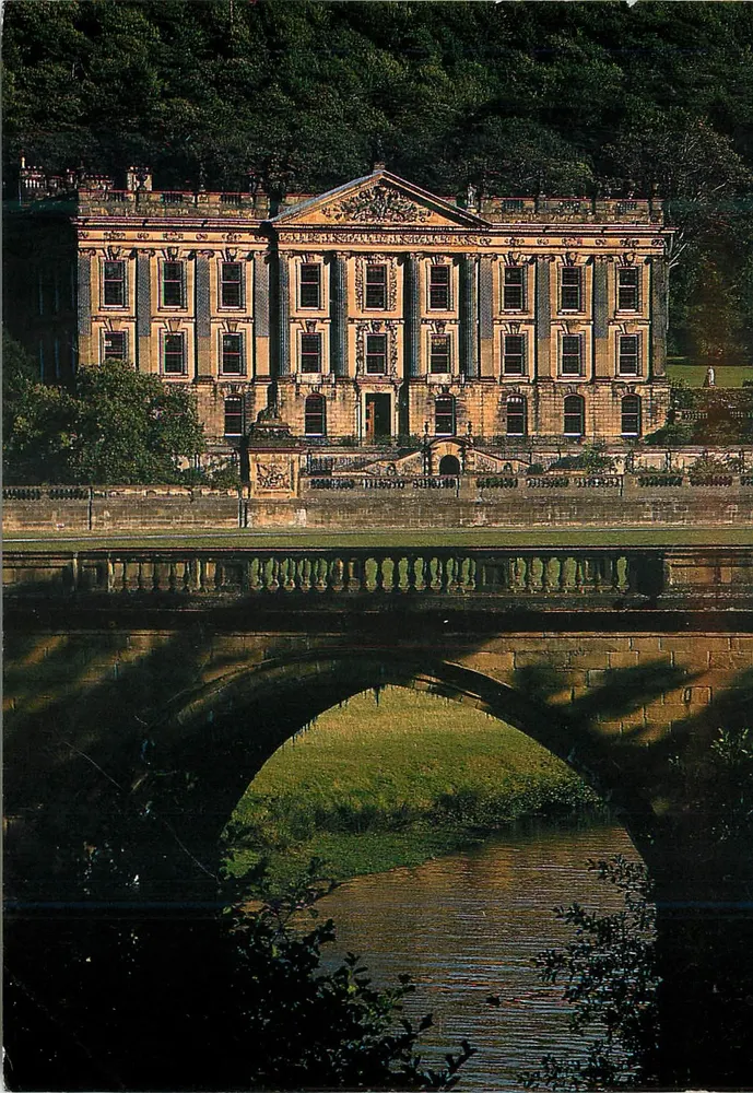 Chatsworth House — Ansicht des Schlosses und der Brücke — Verleger nicht sichtbar - Vorderseite
