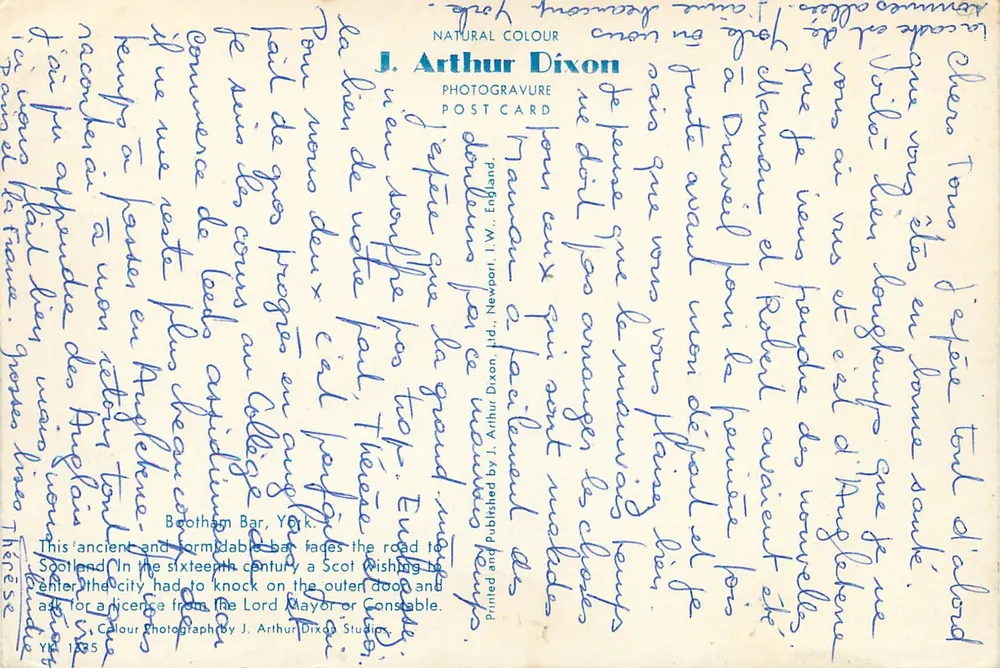 बूथम बार, यॉर्क — प्राचीन मध्ययुगीन गेट — जे. आर्थर डिक्सन, आई.डब्ल्यू., न्यूपोर्ट, इंग्लैंड - पीछे