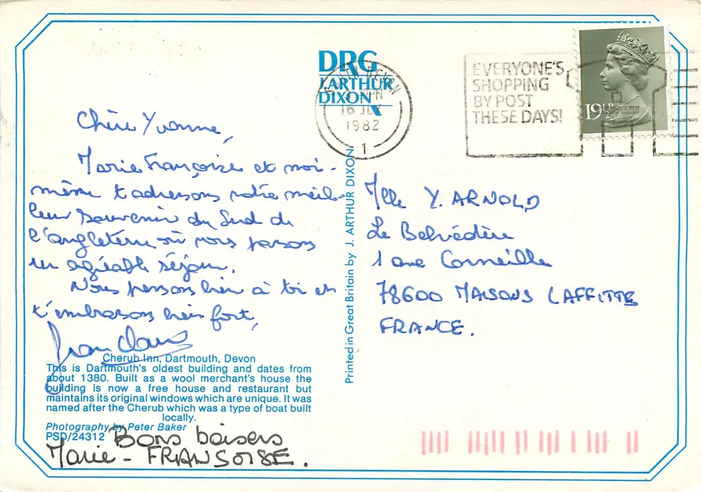 Cherub Inn — Dartmouth, Devon — DRG Arthur Dixon - Verso