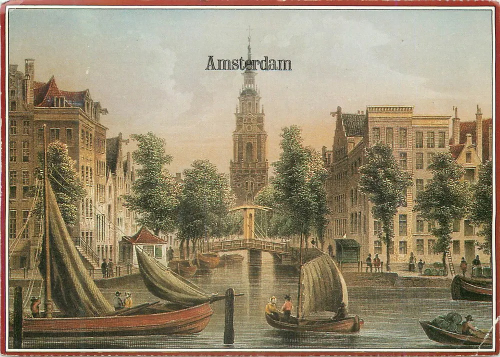 Amsterdam — vue du canal avec la Westerkerk — éditeur anonyme - Frente