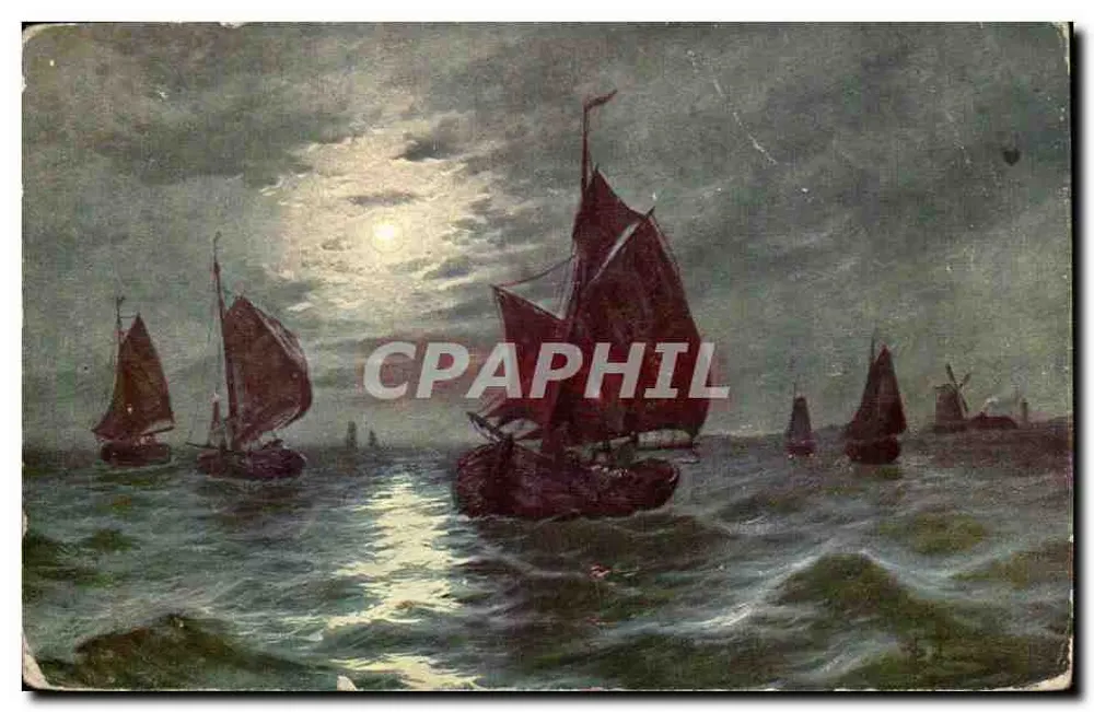 Segelschiffe unter dem Mond — Nachtsicht — Serie 200 - Vorderseite