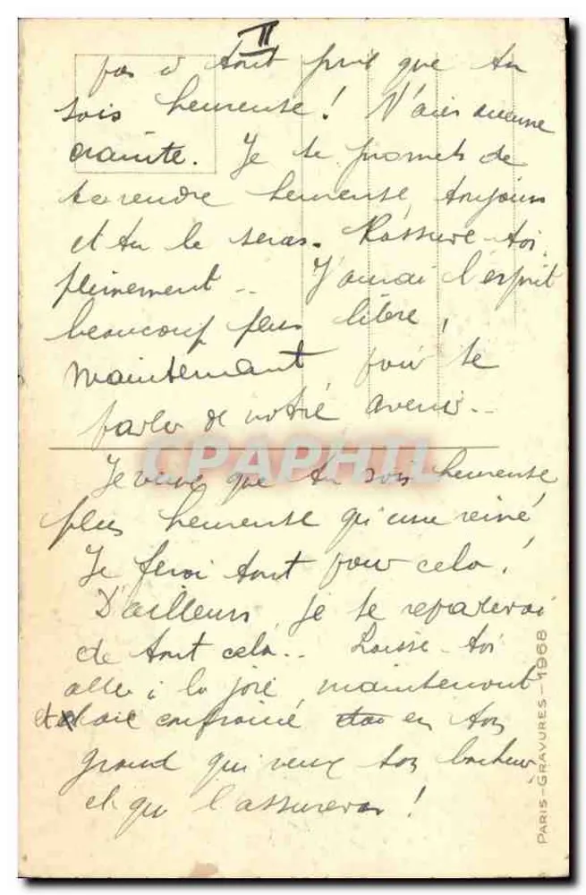 Segelboote auf einem Hafen — Ansicht von der Spitze der Insel — Kupferstich signiert von A. W. und in Paris veröffentlicht - Rückseite