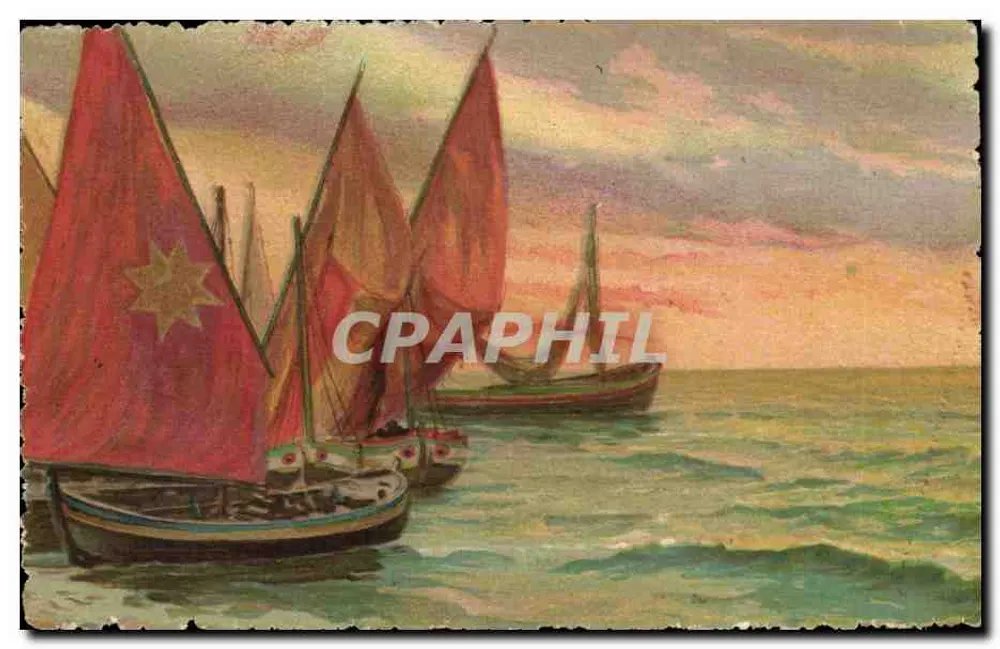 Rote Segelschiffe — Serie Artistica Acquarello — Verlag A. Traldi, Milano, Nr. 1336 - Vorderseite