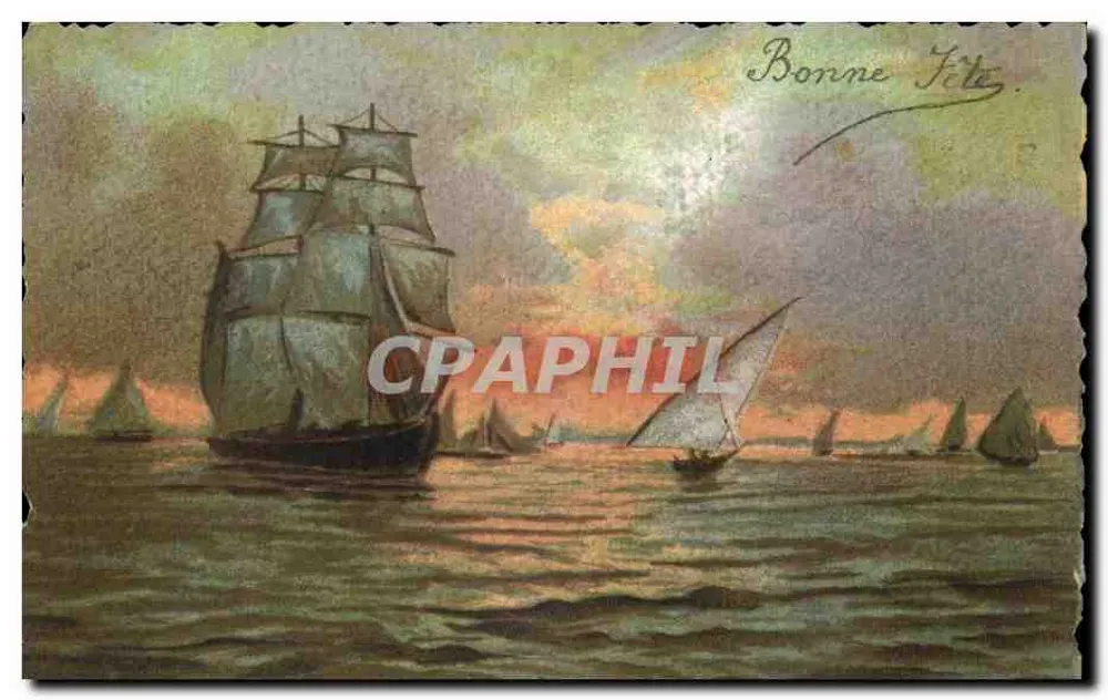 Segelschiff — Sonnenuntergang — T.A.M. 1817 - Vorderseite