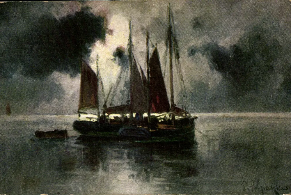 Segelboot — Nacht unter Wolken — P. Polyanjeur, Serie 434 - Vorderseite