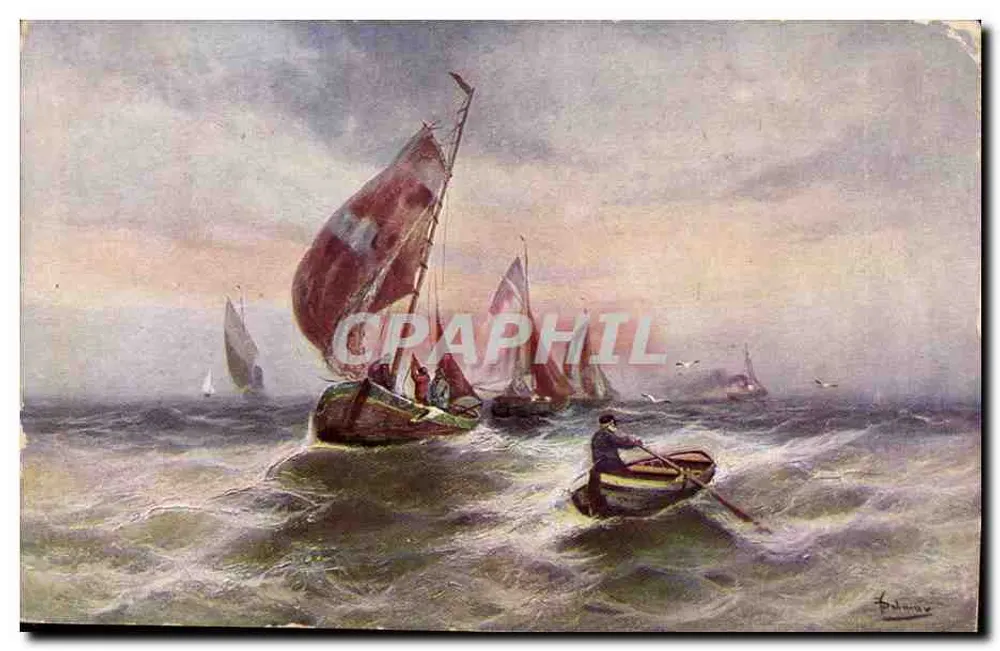 Seeszen mit Segelschiffen — Zeichnung von F. Blanque — Serie 200 - Vorderseite