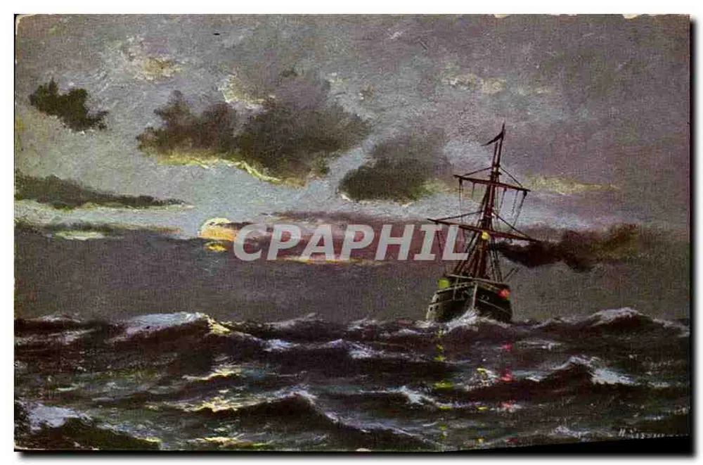 Schiff auf stürmischem Meer — Malerei — Verlag PELUBA, Nr. 267 - Vorderseite