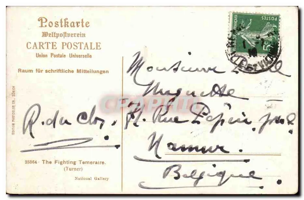 Der Temeraire — Kriegsschiff — Photocolor-Ausgabe Zürich, Nr. 23564 - Rückseite