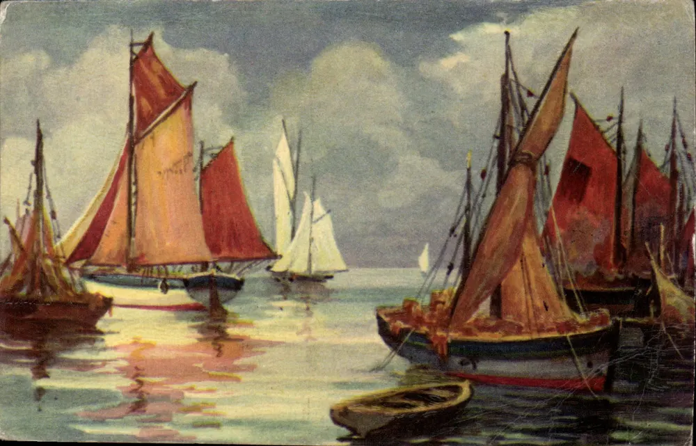 Segelboot-Hafen — maritime Ansicht — Nr. 50 - Vorderseite