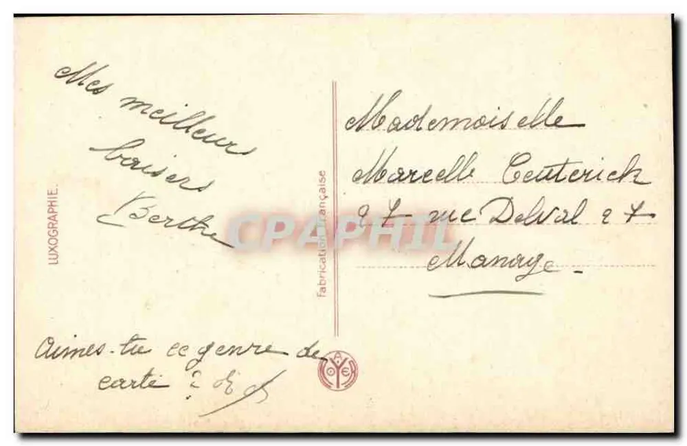 Meereslandschaft mit Segelschiffen — Verlag LUXOGRAPHIE, Nr. 182 - Rückseite