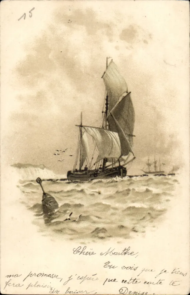 Segelboot auf See — Illustration — Verlag nicht sichtbar - Vorderseite