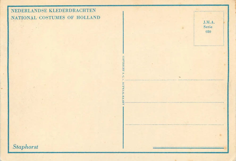 Familie in einer holländischen Küche — Staphorst — J.M.A. Serie 080 - Rückseite