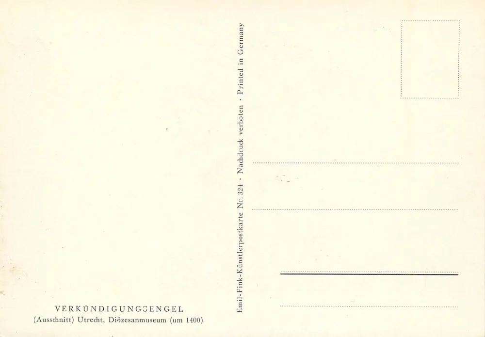 Engel der Verkündigung — Ausschnitt aus einer Malerei — Emil-Fink, Nr. 324 - Rückseite