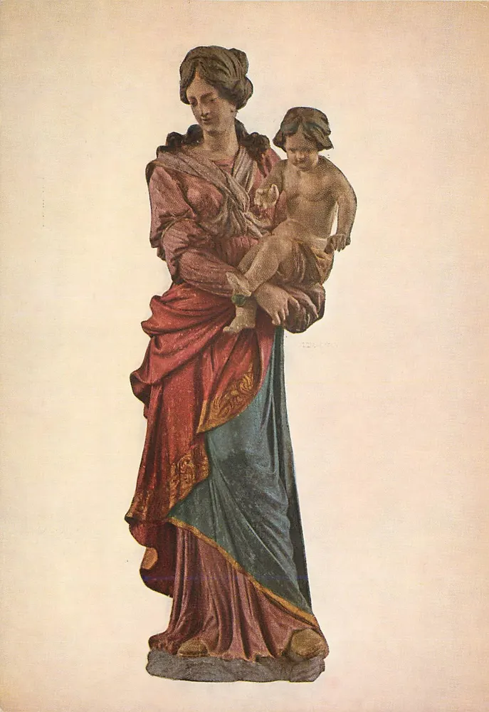 Estatua de la Virgen con el Niño — Lindenhoult, hacia 1700 — Editor: Museo Aartsbisschoppelijk, Utrecht - Anverso