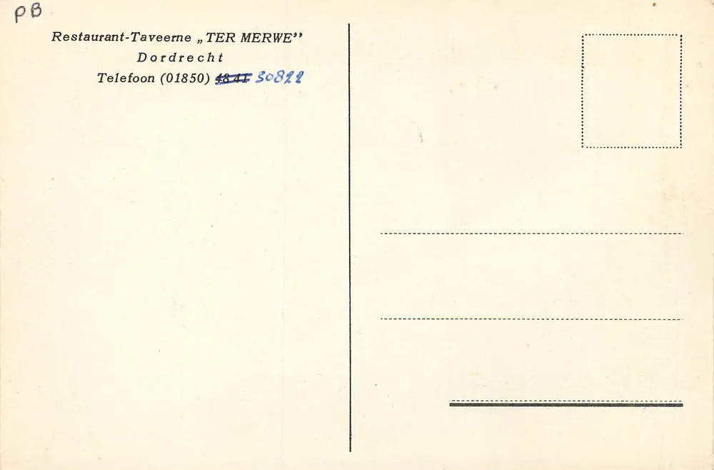 Taveerne Ter Merwe — Dordrecht — editor desconhecido - Verso