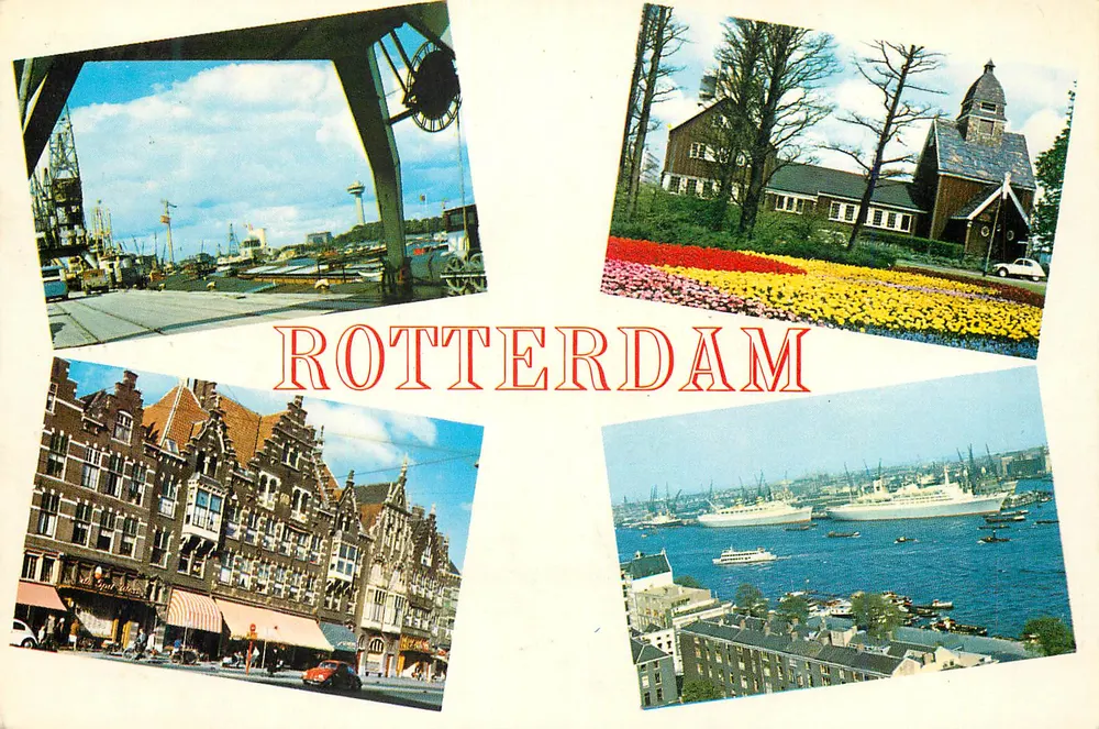 Rotterdam — vista do porto, flores, arquitetura e barcos — euro color cards / rotterdam (010) - Frente