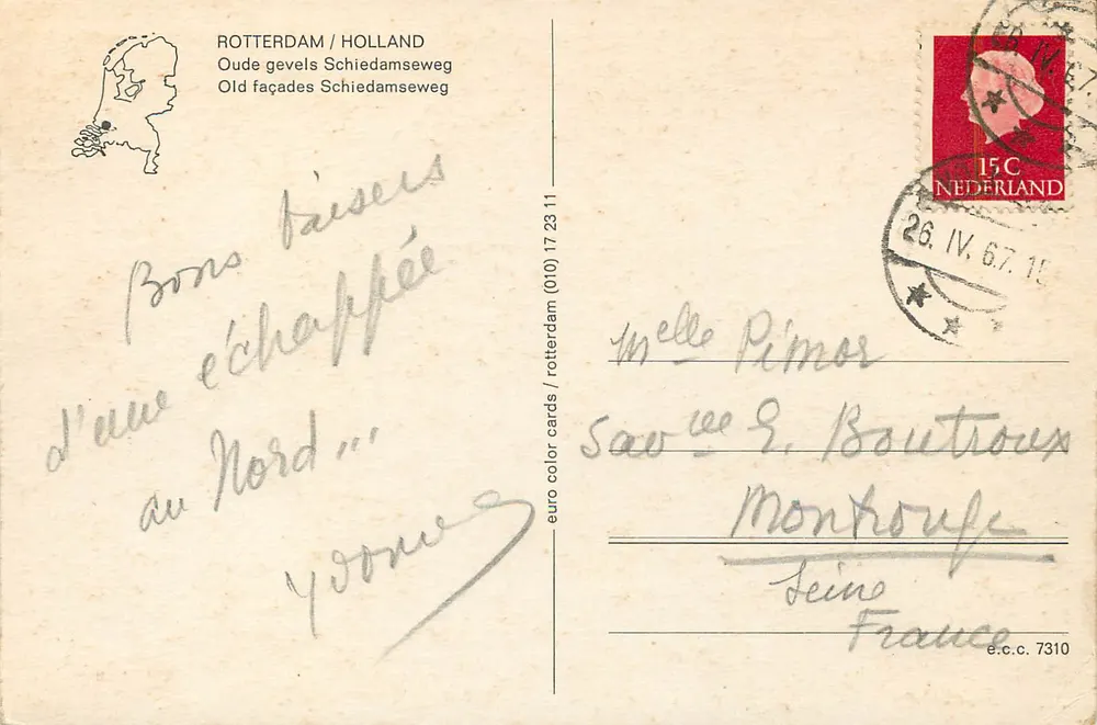 Rotterdam / Olanda — Antiche facciate Schiedamseweg — euro color cards (010) 17 23 11 - Verso