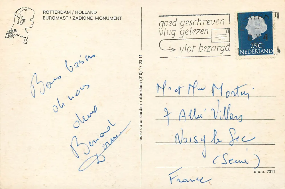 Rotterdam — Euromast-Turm und Zadkine-Denkmal — euro color cards / rotterdam (010) 7311 - Rückseite