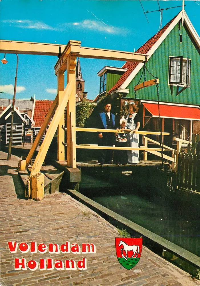 Volendam Holanda — Ponte levadiça sobre canal — Editor v. Leer's Fotodrukkindustrie B.V. Amsterdam, n° V 1304 - Frente